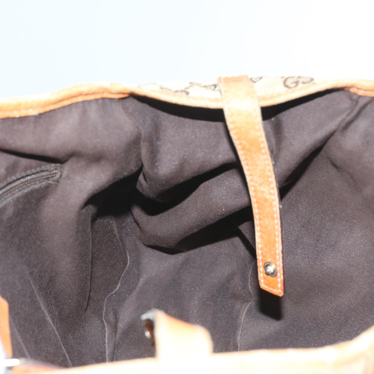 GUCCI GG Canvas Shoulder Bag Leather Beige Orange 54329