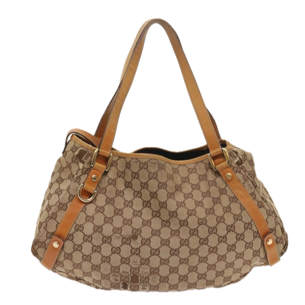 GUCCI GG Canvas Shoulder Bag Leather Beige Orange 54329