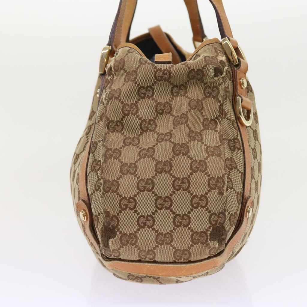 GUCCI GG Canvas Shoulder Bag Leather Beige Orange 54329