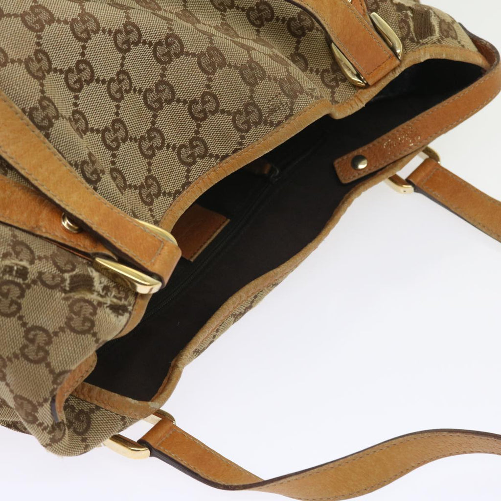 GUCCI GG Canvas Shoulder Bag Leather Beige Orange 54329