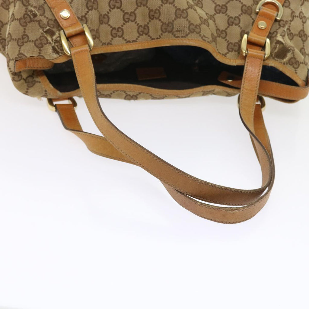 GUCCI GG Canvas Shoulder Bag Leather Beige Orange 54329