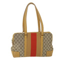 GUCCI GG Canvas Sherry Line Hand Bag Beige Orange Brown 54337