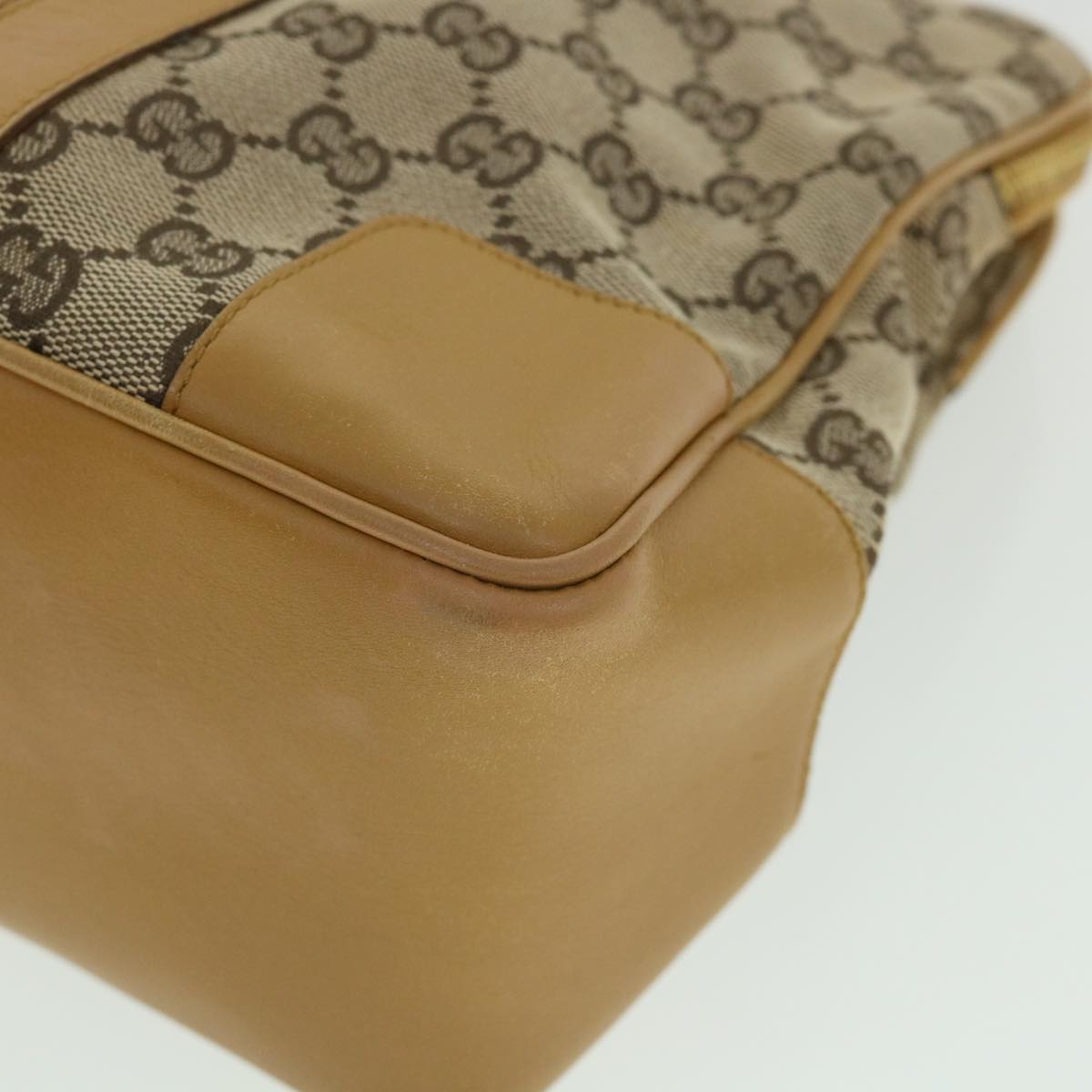 GUCCI GG Canvas Sherry Line Hand Bag Beige Orange Brown 54337