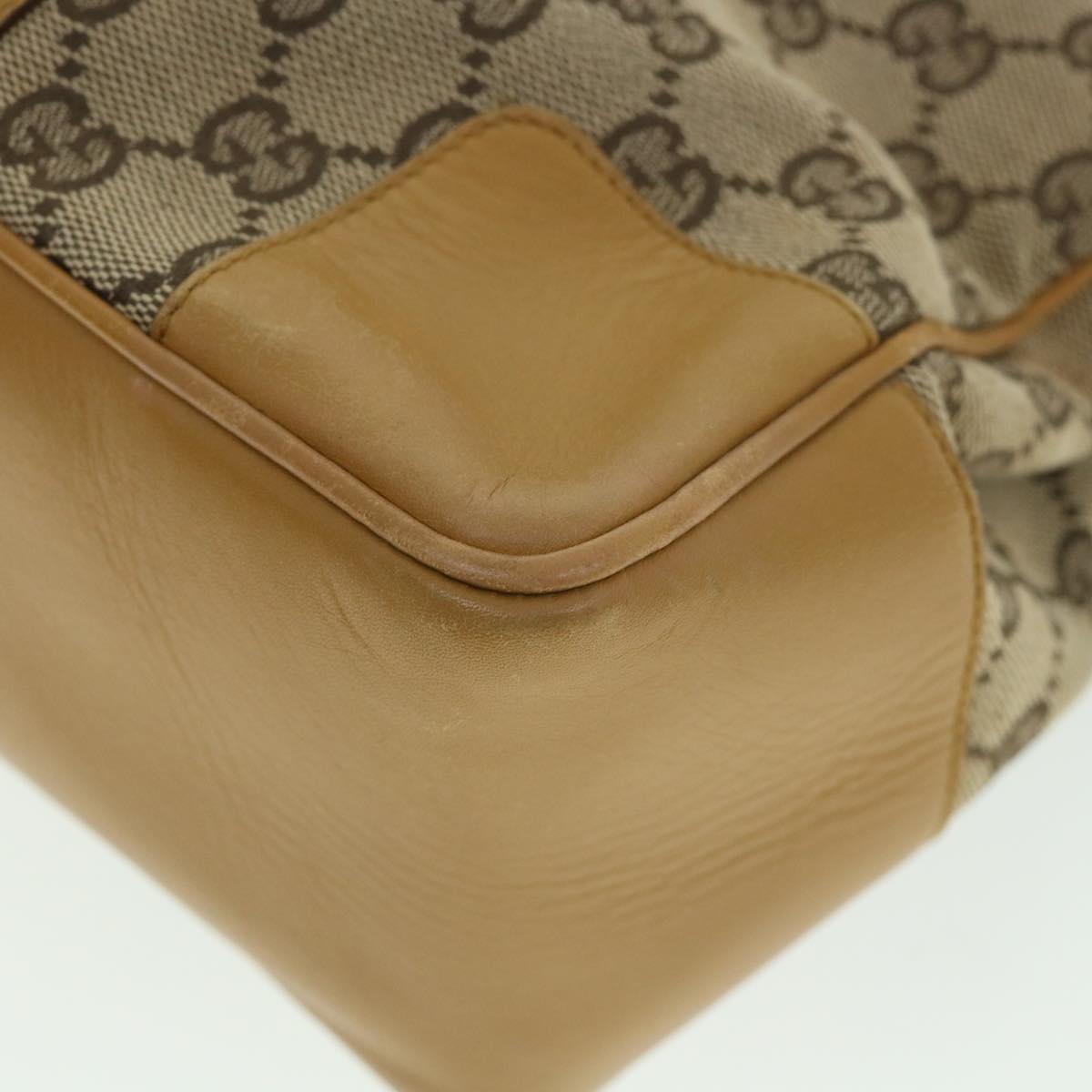GUCCI GG Canvas Sherry Line Hand Bag Beige Orange Brown 54337