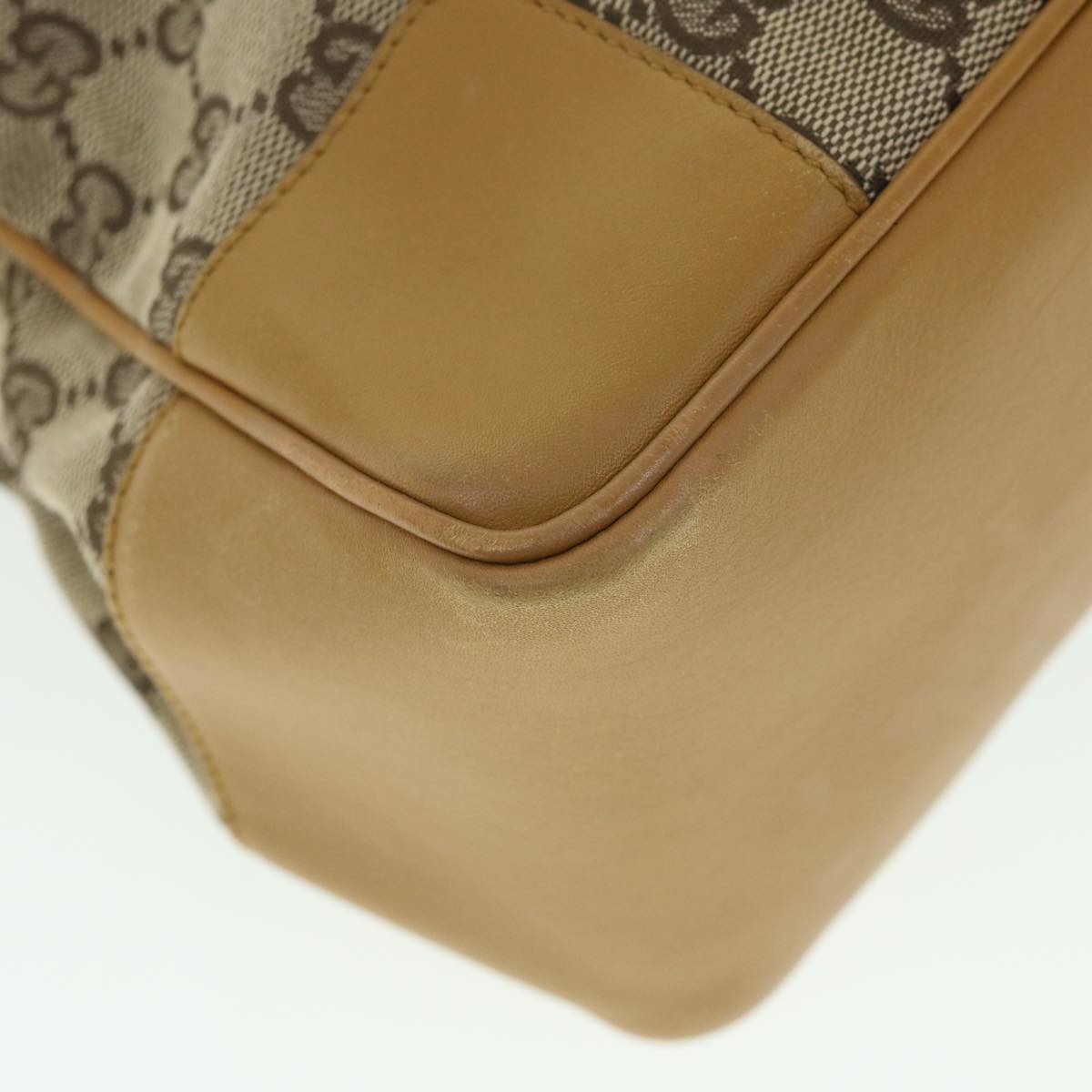 GUCCI GG Canvas Sherry Line Hand Bag Beige Orange Brown 54337