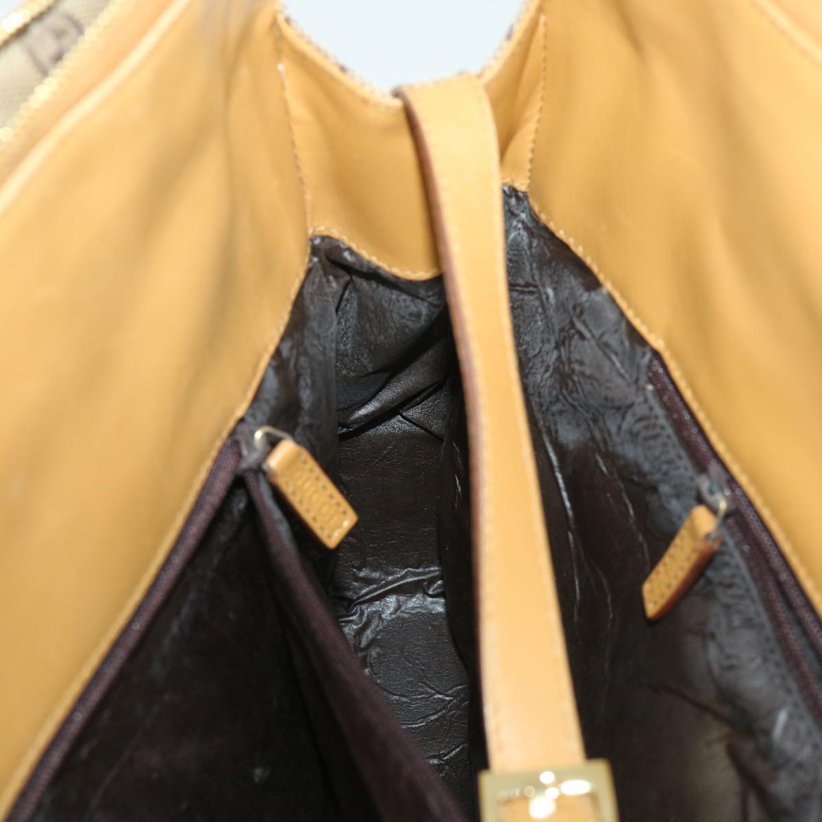 GUCCI GG Canvas Sherry Line Hand Bag Beige Orange Brown 54337