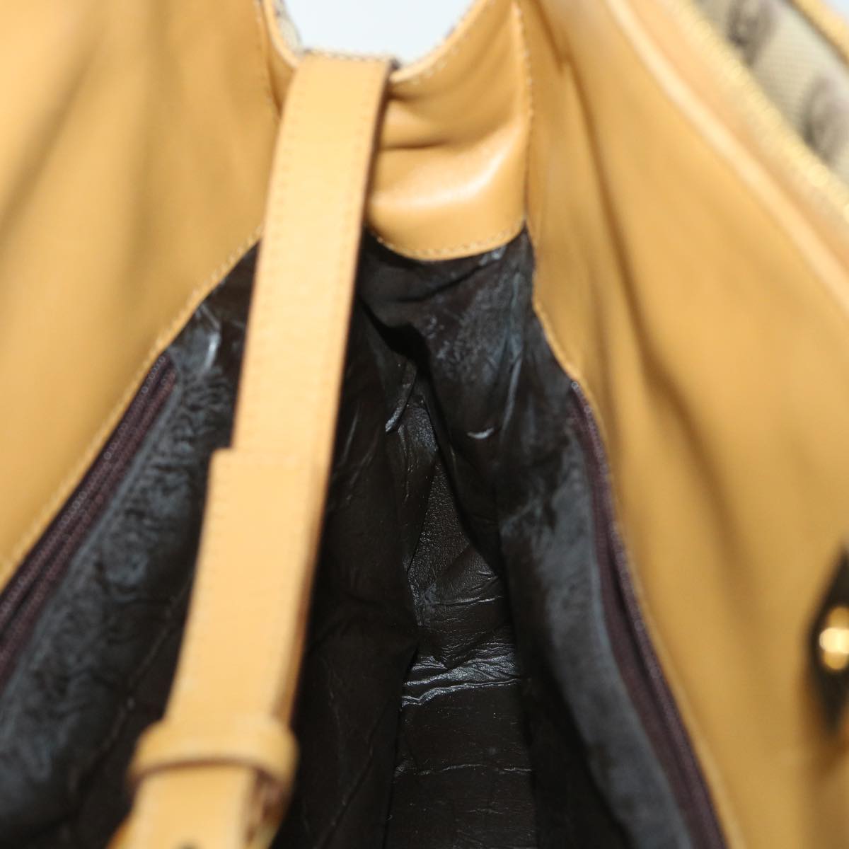 GUCCI GG Canvas Sherry Line Hand Bag Beige Orange Brown 54337