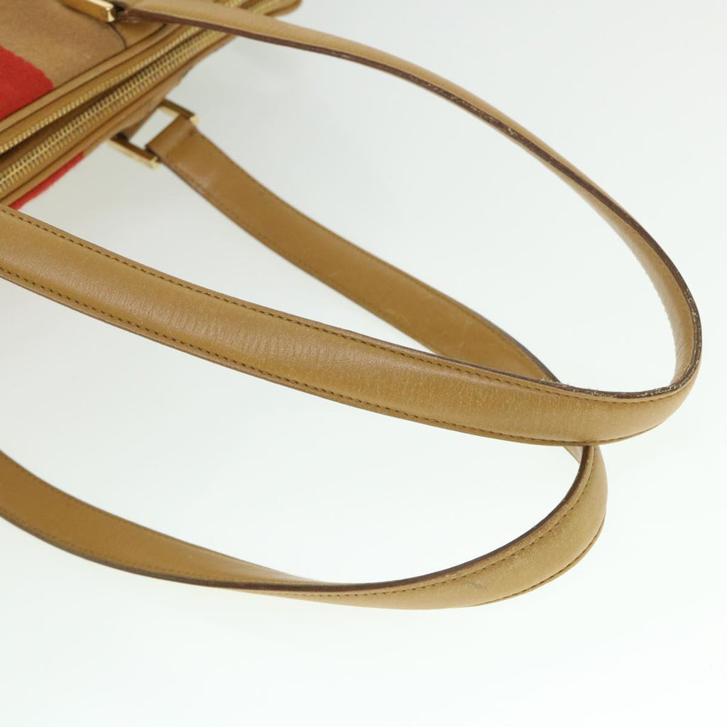 GUCCI GG Canvas Sherry Line Hand Bag Beige Orange Brown 54337
