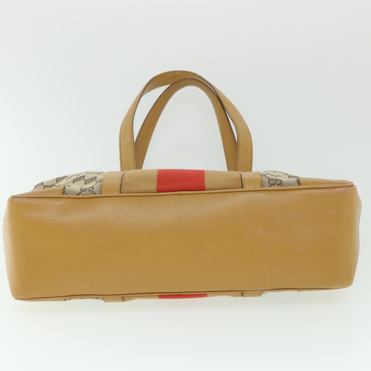 GUCCI GG Canvas Sherry Line Hand Bag Beige Orange Brown 54337