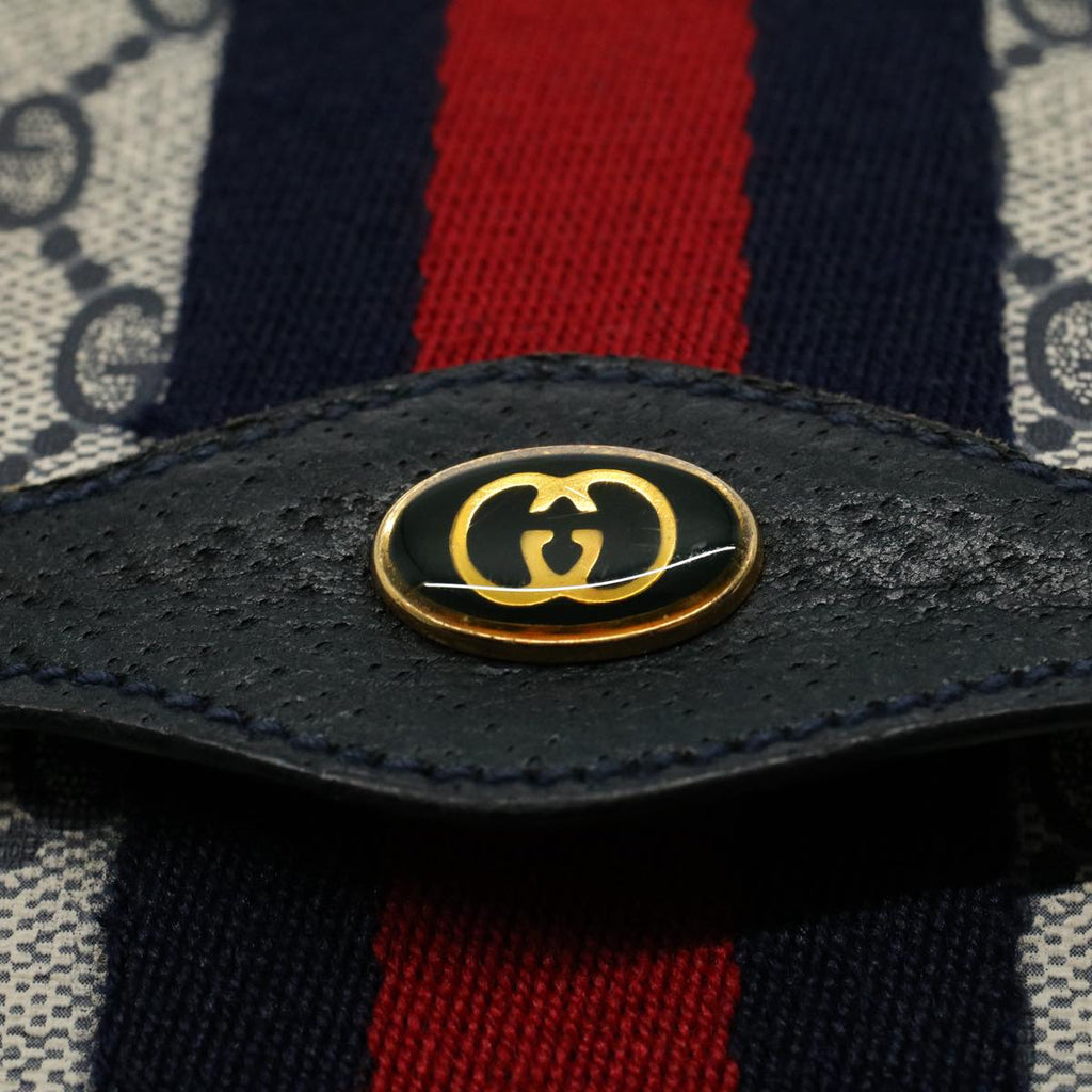 GUCCI GG Supreme Web Sherry Line Clutch Bag Navy Red 54338