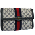 GUCCI GG Supreme Web Sherry Line Clutch Bag Navy Red 54338