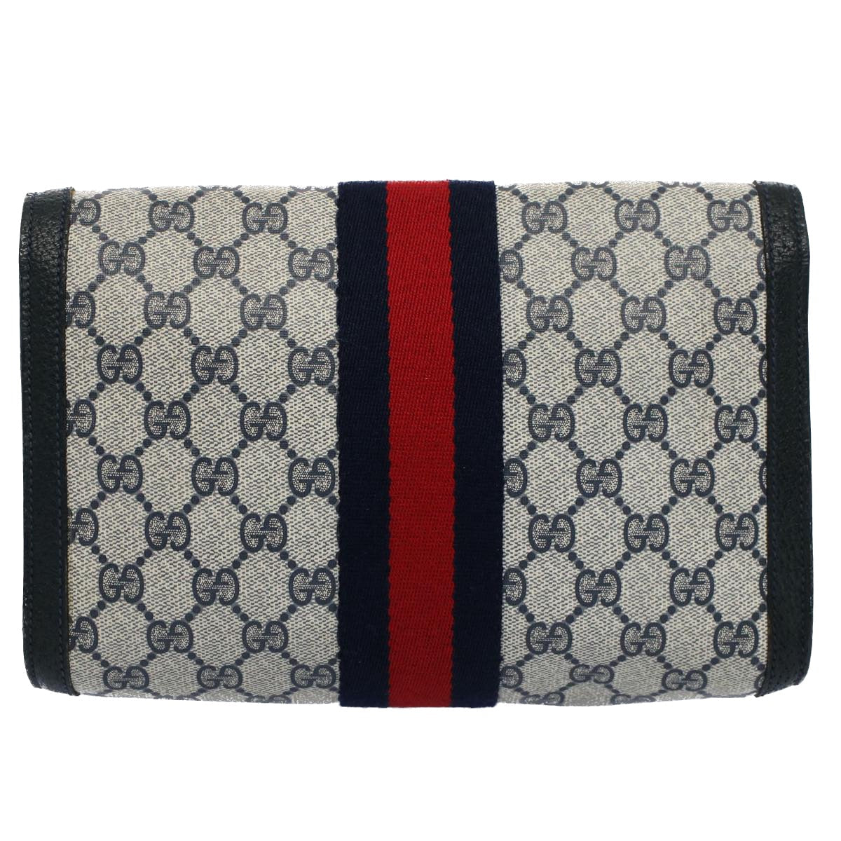 GUCCI GG Supreme Web Sherry Line Clutch Bag Navy Red 54338