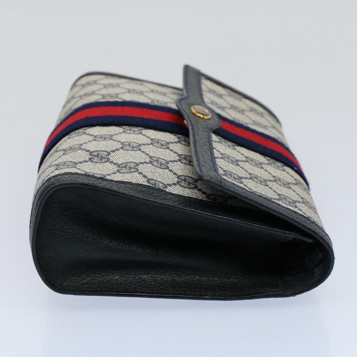 GUCCI GG Supreme Web Sherry Line Clutch Bag Navy Red 54338