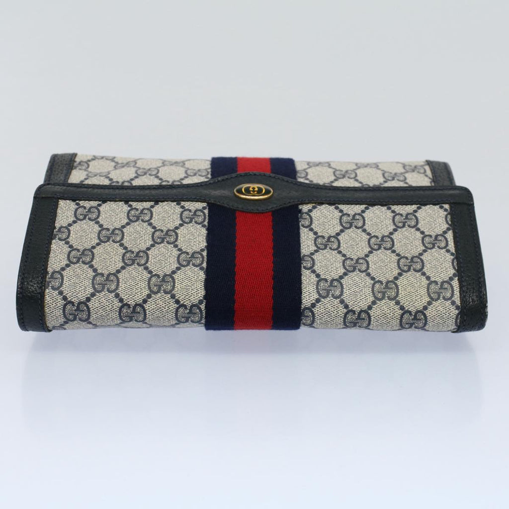 GUCCI GG Supreme Web Sherry Line Clutch Bag Navy Red 54338