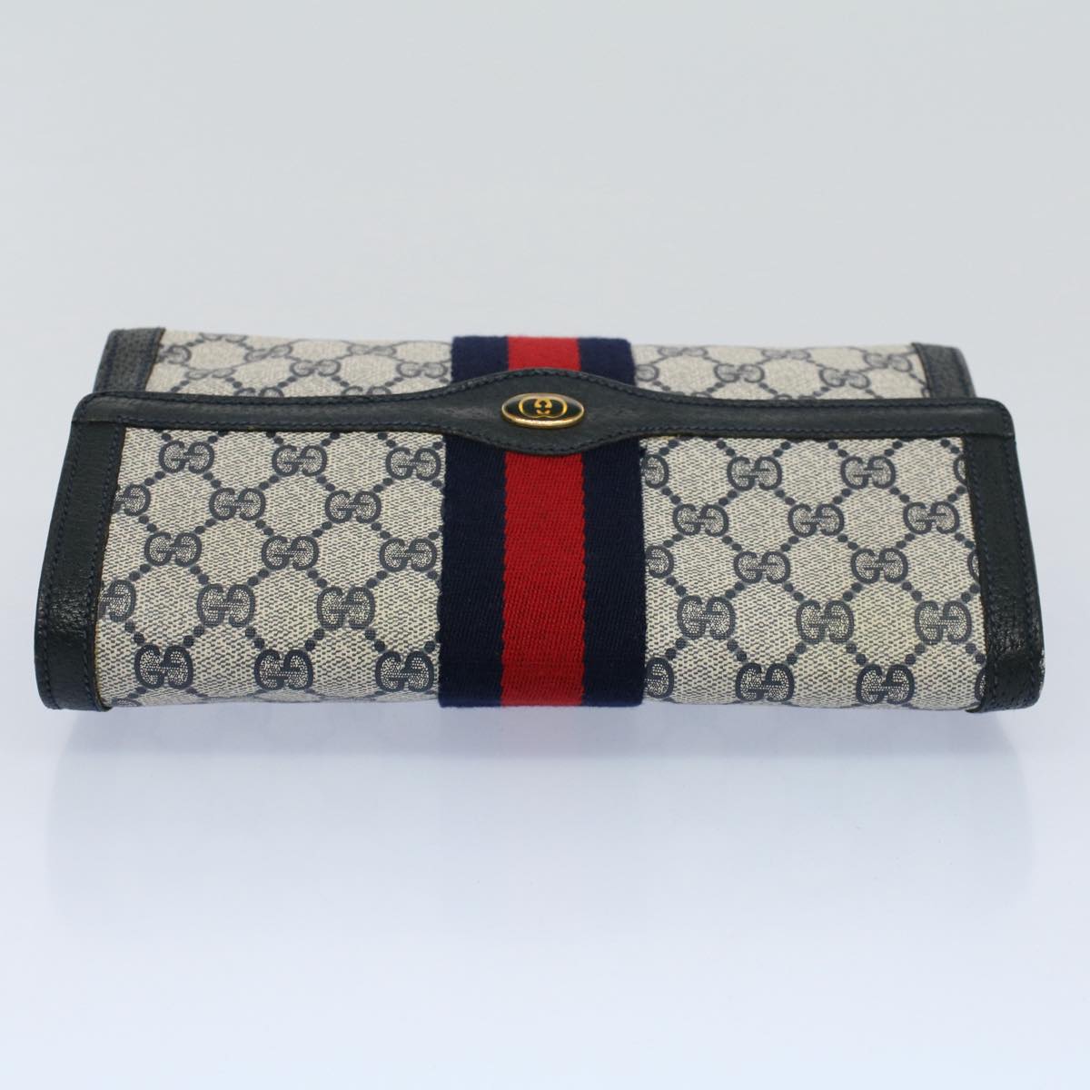 GUCCI GG Supreme Web Sherry Line Clutch Bag Navy Red 54338