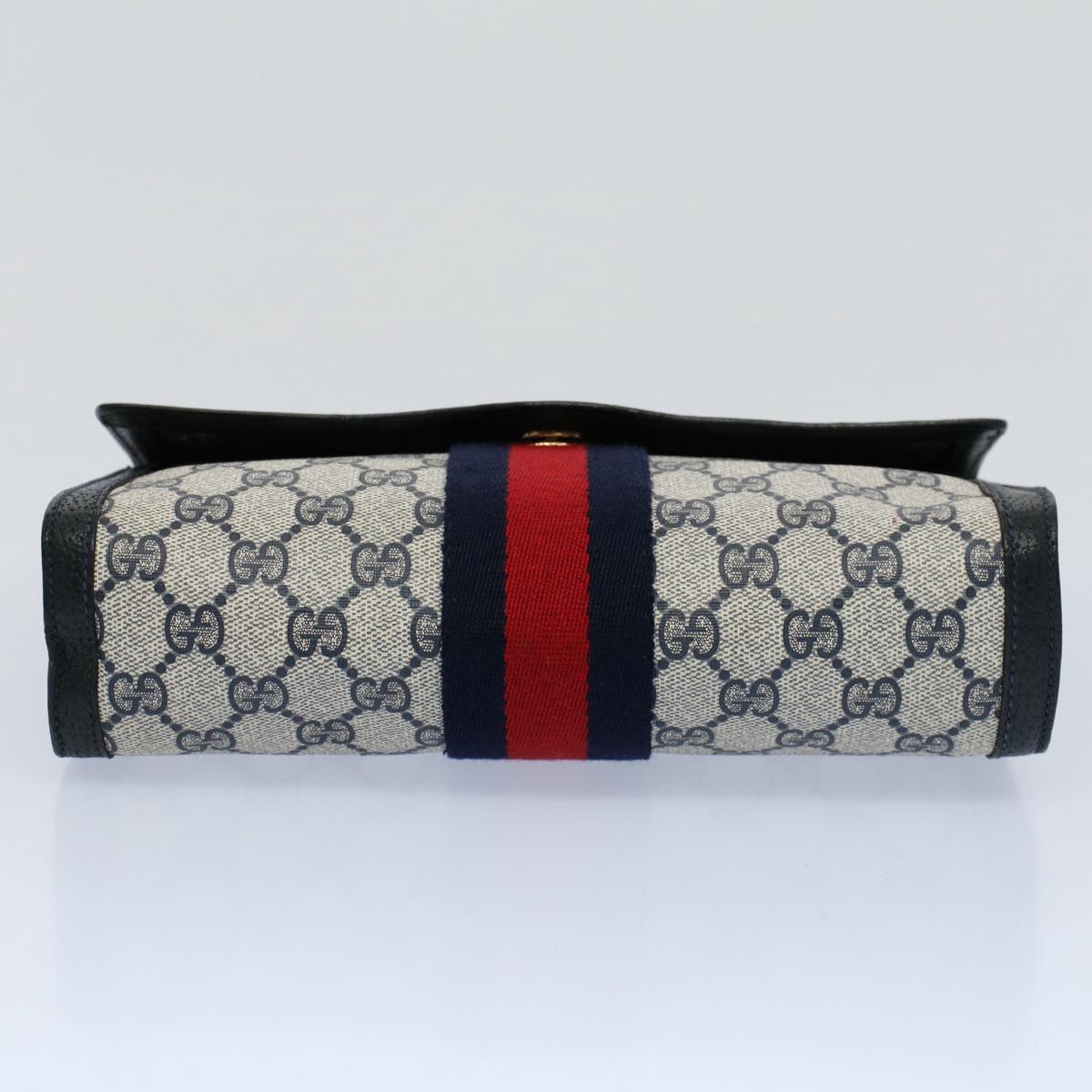 GUCCI GG Supreme Web Sherry Line Clutch Bag Navy Red 54338