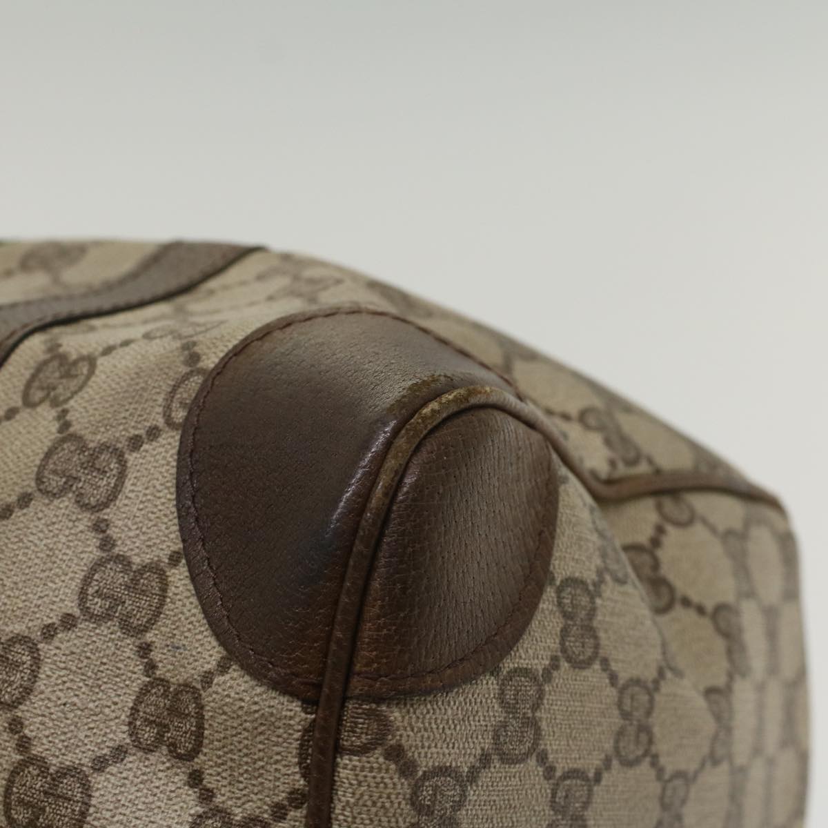 GUCCI GG Supreme Web Sherry Line Hand Bag PVC Leather Beige Red Green 54339