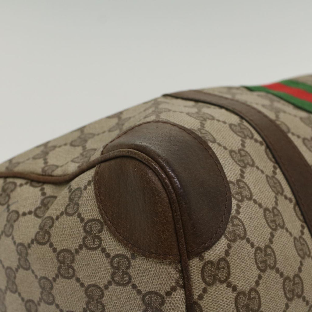 GUCCI GG Supreme Web Sherry Line Hand Bag PVC Leather Beige Red Green 54339