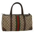 GUCCI GG Supreme Web Sherry Line Hand Bag PVC Leather Beige Red Green 54339