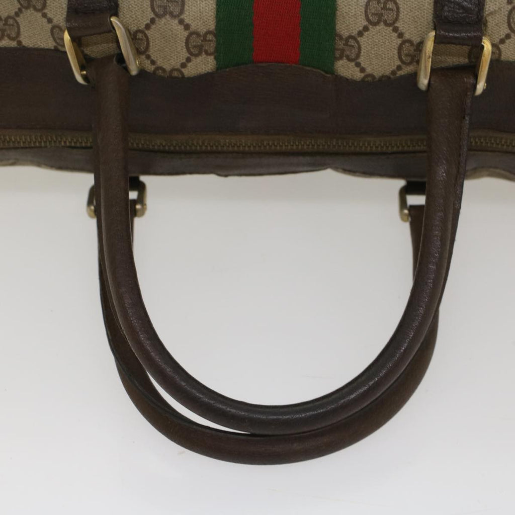 GUCCI GG Supreme Web Sherry Line Hand Bag PVC Leather Beige Red Green 54339