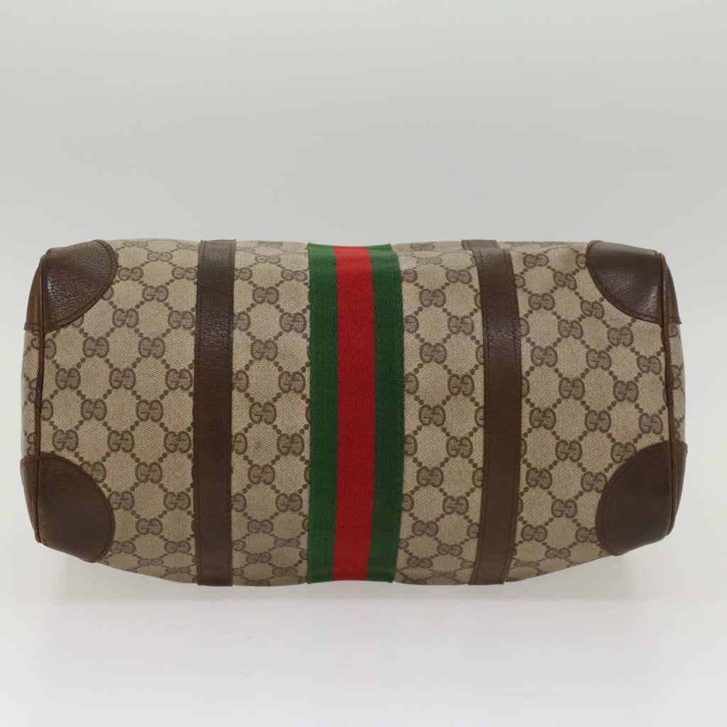 GUCCI GG Supreme Web Sherry Line Hand Bag PVC Leather Beige Red Green 54339