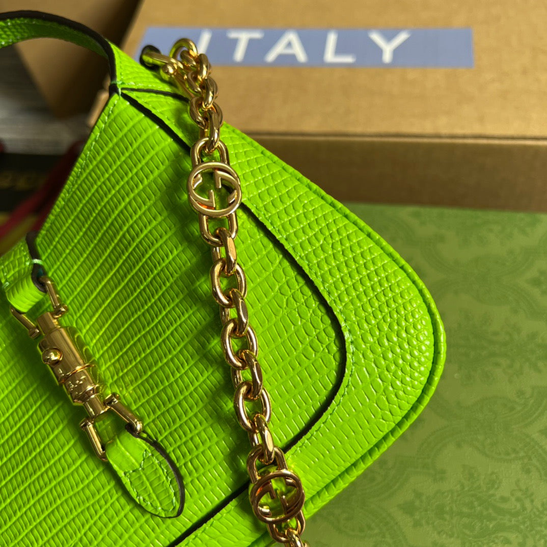 gg Jackie 1961 Lizard Mini Bag Yellow For Women, Women’s Bags 7.5in/19cm gg ‎