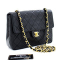 CHANEL Mini Square Small Chain Shoulder Bag Crossbody Black Quilt g90