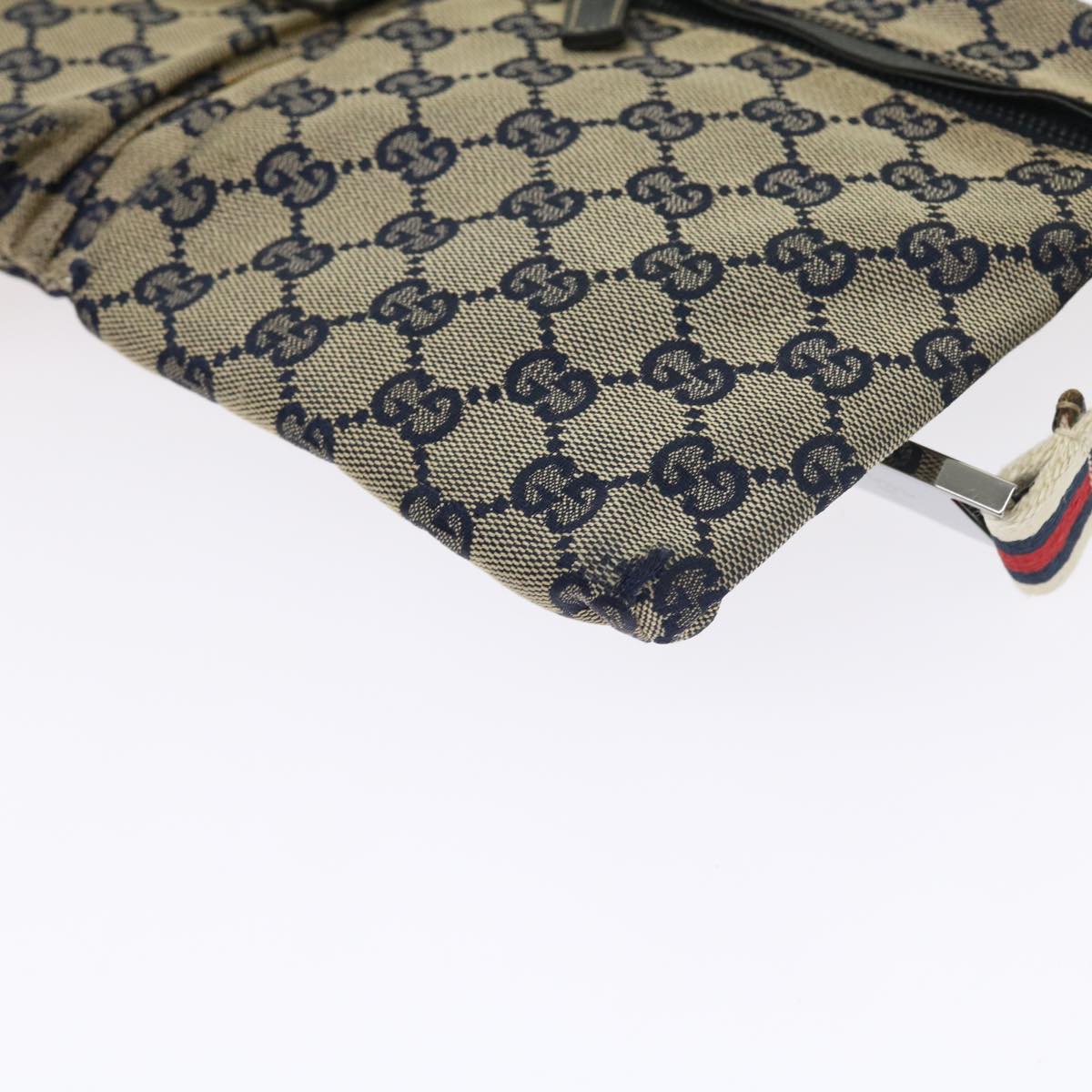 GUCCI GG Canvas Shoulder Bag Leather Gray Navy Red 54355