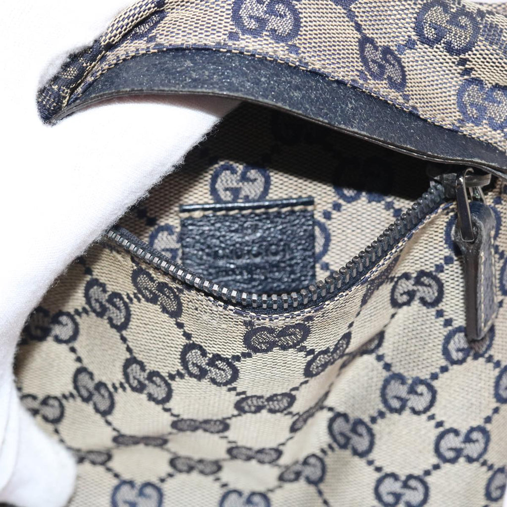 GUCCI GG Canvas Shoulder Bag Leather Gray Navy Red 54355