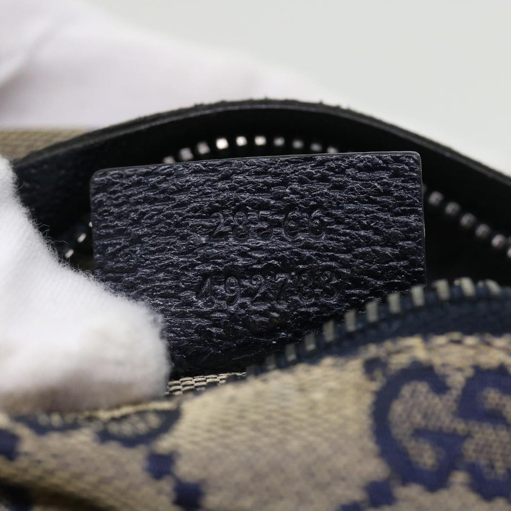 GUCCI GG Canvas Shoulder Bag Leather Gray Navy Red 54355