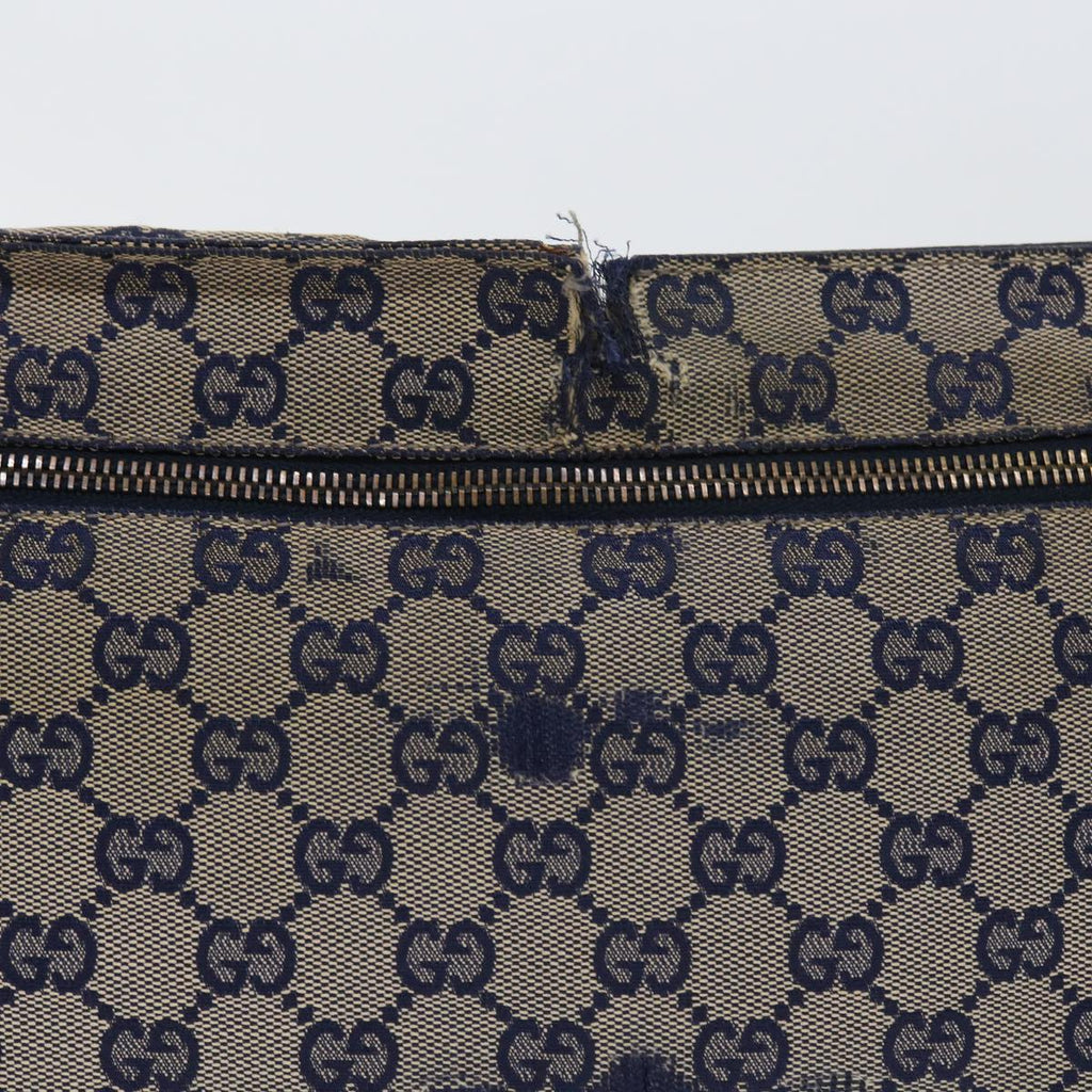 GUCCI GG Canvas Shoulder Bag Leather Gray Navy Red 54355