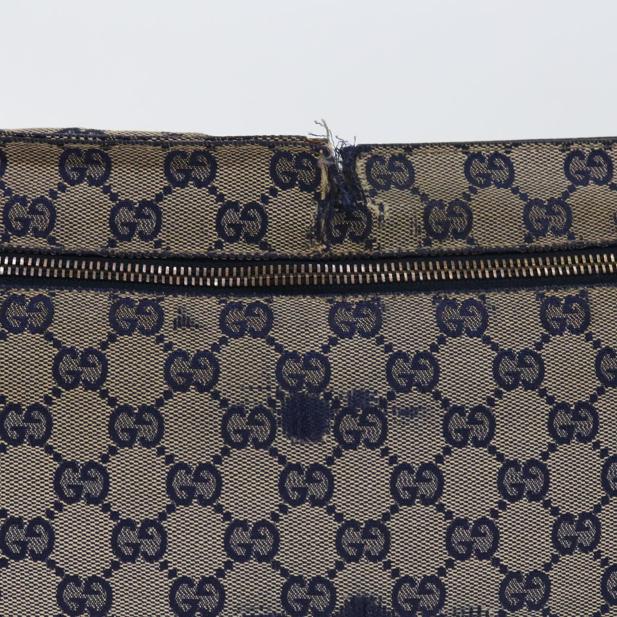 GUCCI GG Canvas Shoulder Bag Leather Gray Navy Red 54355