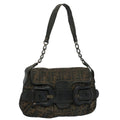 FENDI Shoulder Bag Zucca Canvas Brown Black 54362