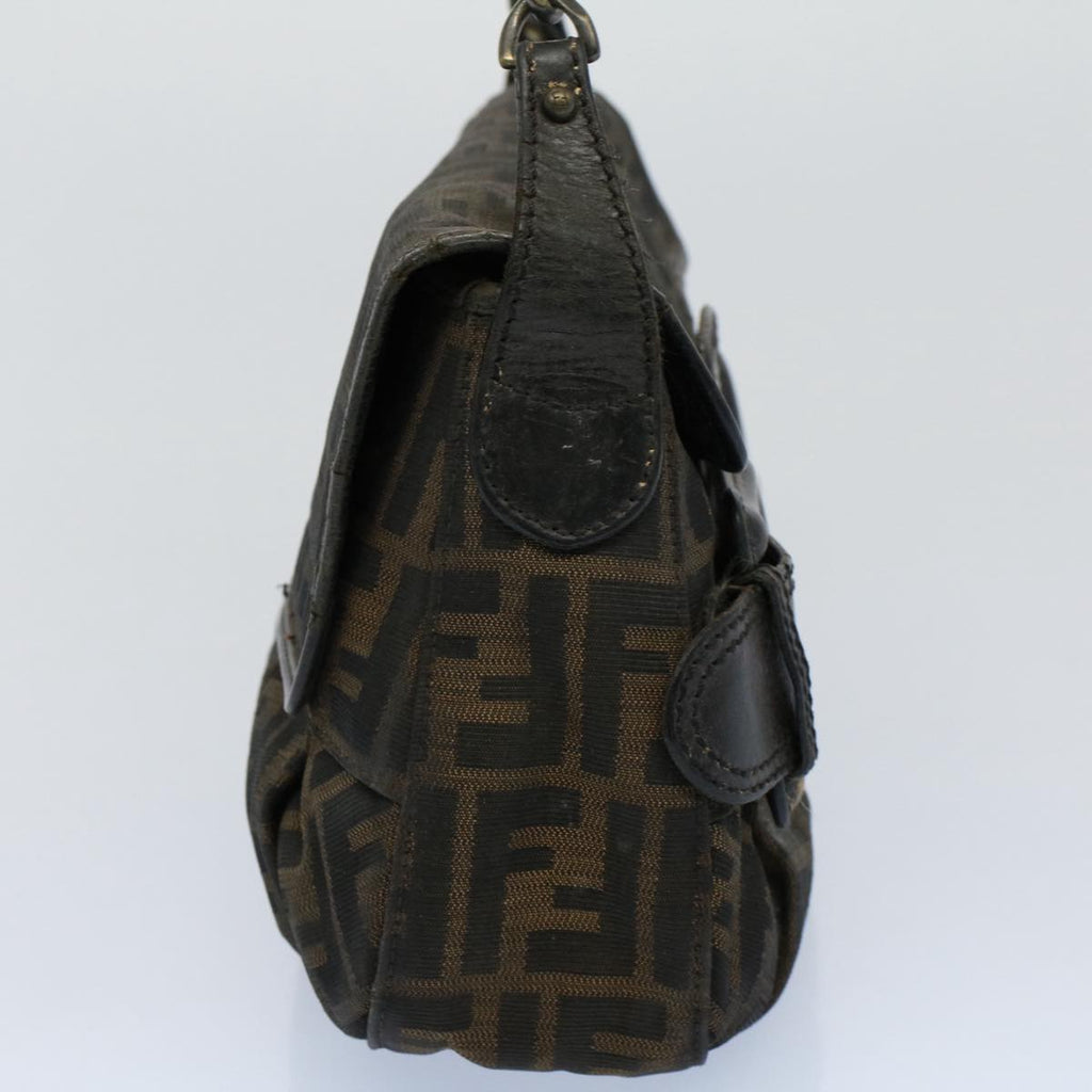 FENDI Shoulder Bag Zucca Canvas Brown Black 54362