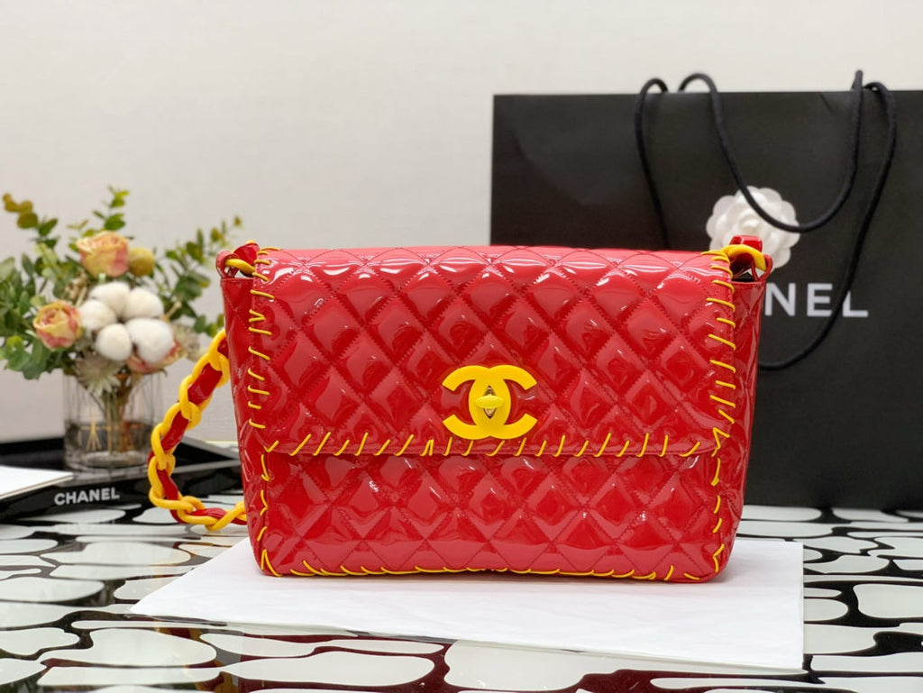CHLVinyl Classic Red and Yellow Shoulder bag For Women 29cm/11.5in