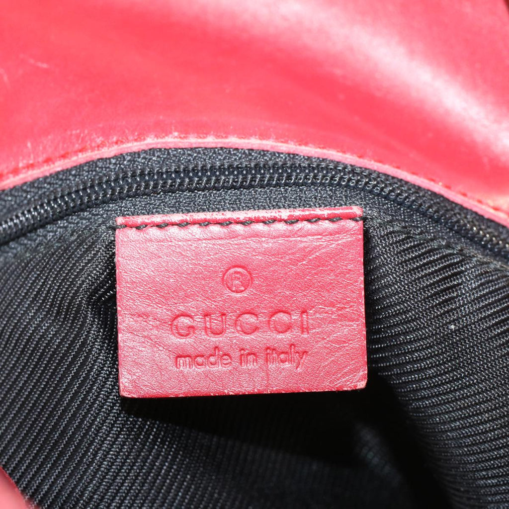 GUCCI GG Canvas Tote Bag Leather Red 54426