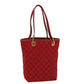 GUCCI GG Canvas Tote Bag Leather Red 54426