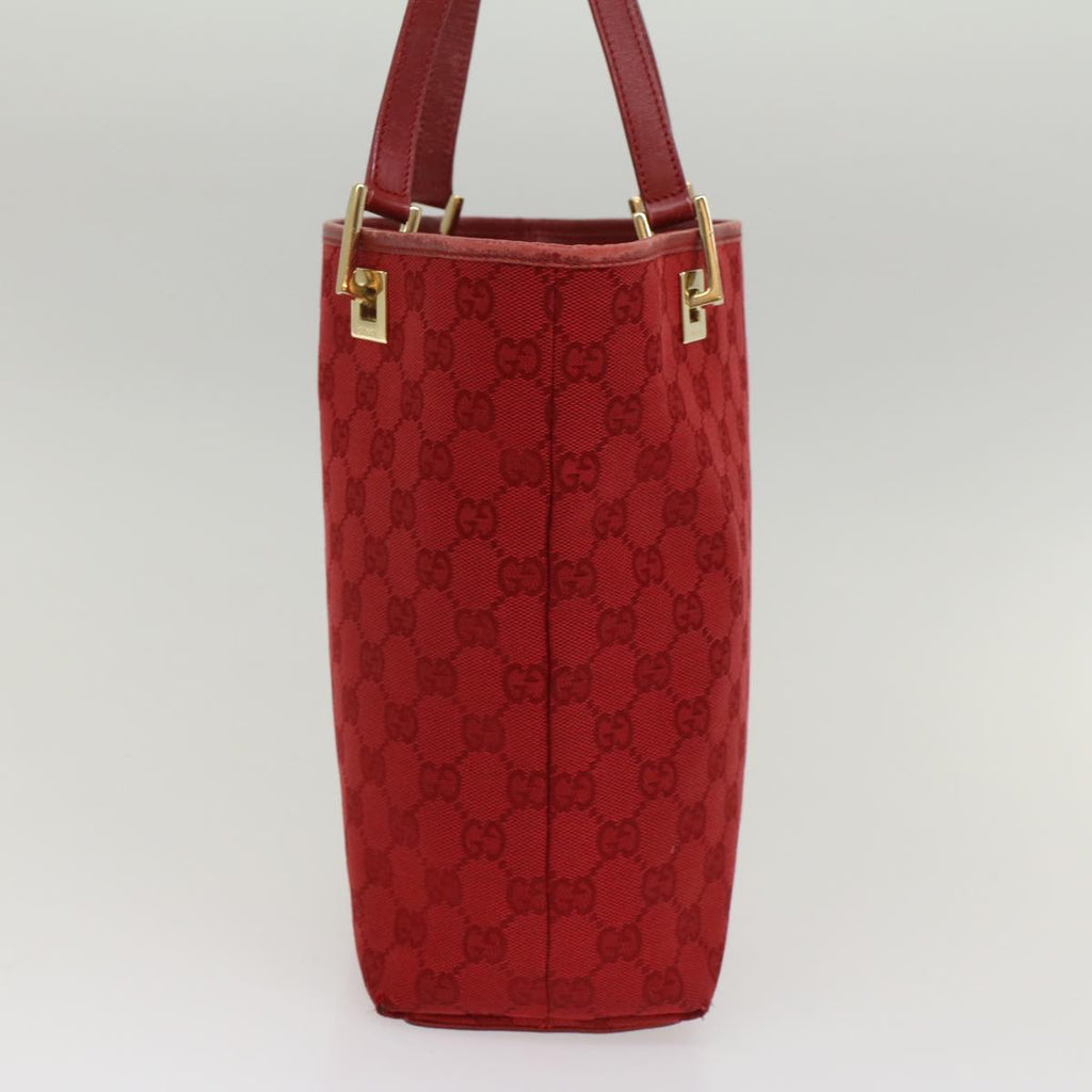 GUCCI GG Canvas Tote Bag Leather Red 54426