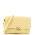 CHANEL Chain Melody Flap Bag Quilted Caviar Small