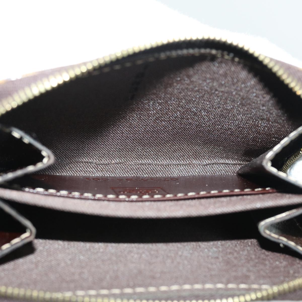 FENDI Zucchino Canvas Shoulder Wallet Enamel Brown 54463