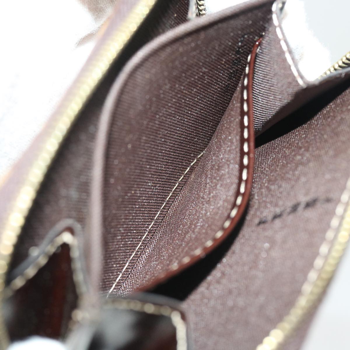 FENDI Zucchino Canvas Shoulder Wallet Enamel Brown 54463