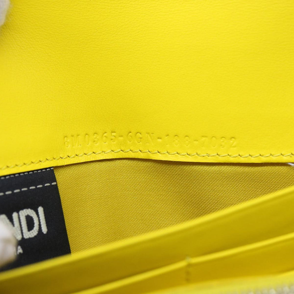FENDI Chain Shoulder Long Wallet Leather Yellow Brown 54537