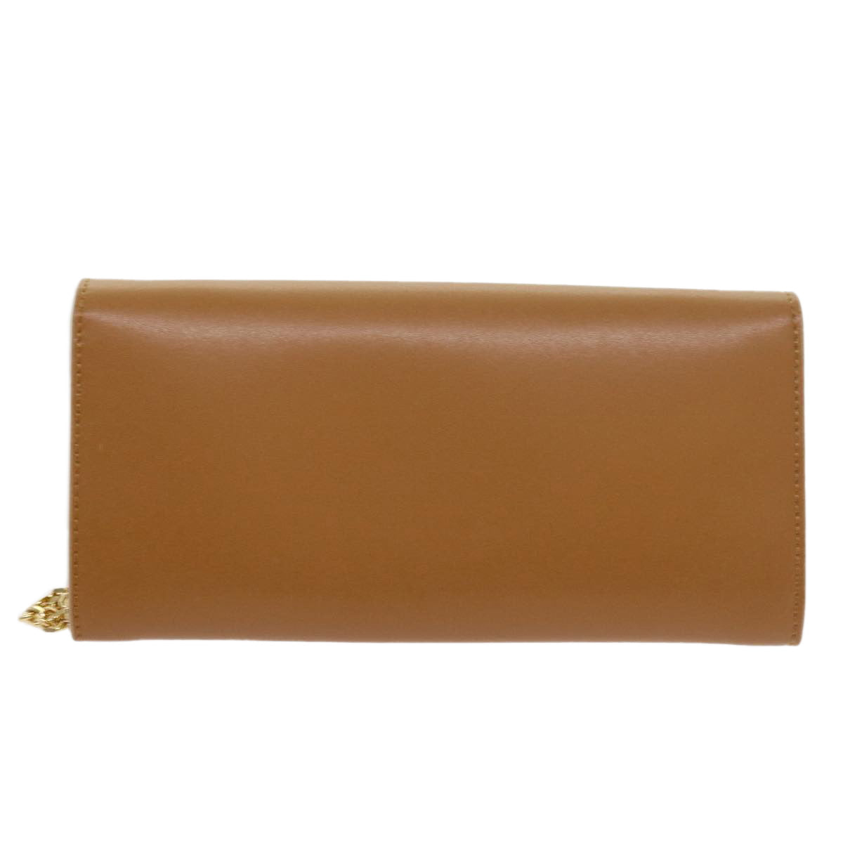 FENDI Chain Shoulder Long Wallet Leather Yellow Brown 54537