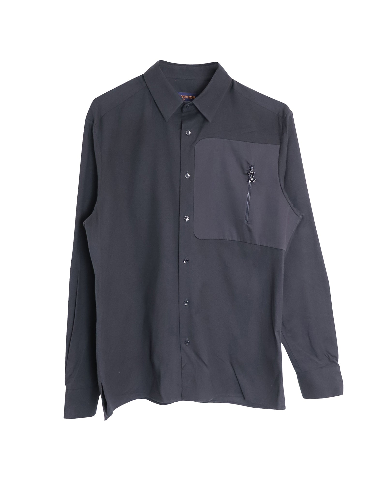 Louis Vuitton Zipper Detail Shirt in Black Cotton