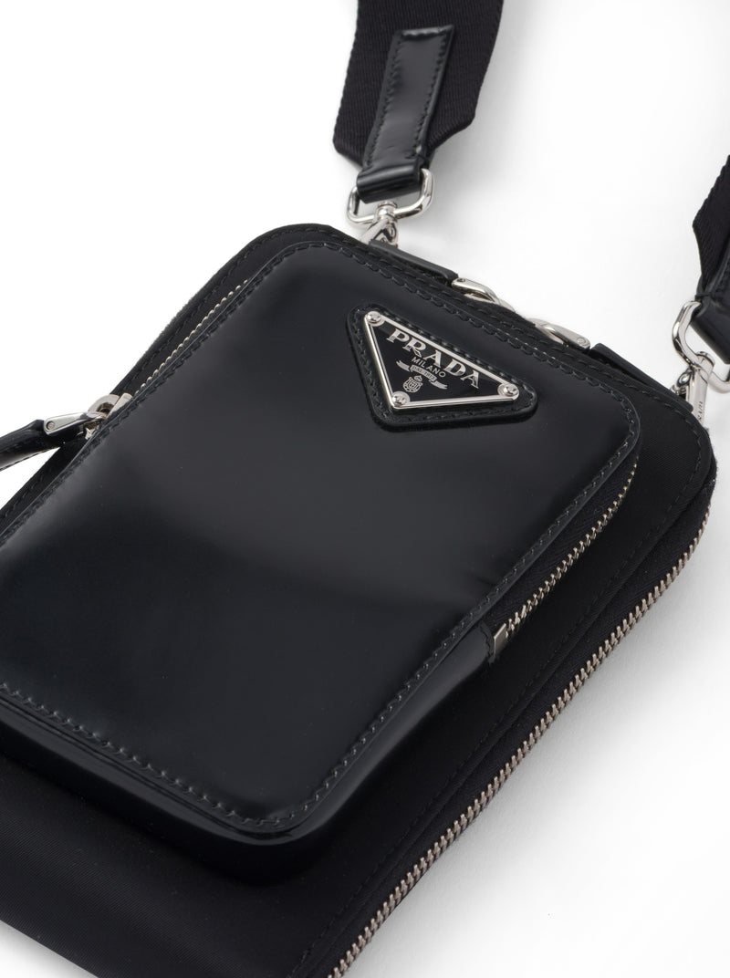 Prada Men Smartphone Holder In Re-Nylon And Brushed