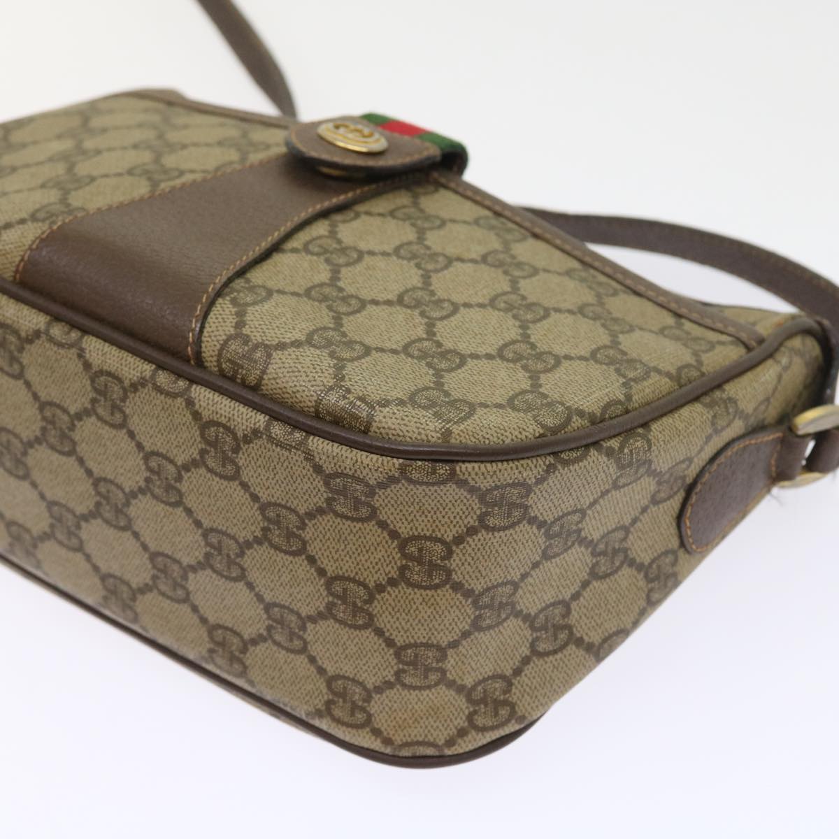 GUCCI GG Supreme Web Sherry Line Shoulder Bag Beige Red 89 02 032 54689