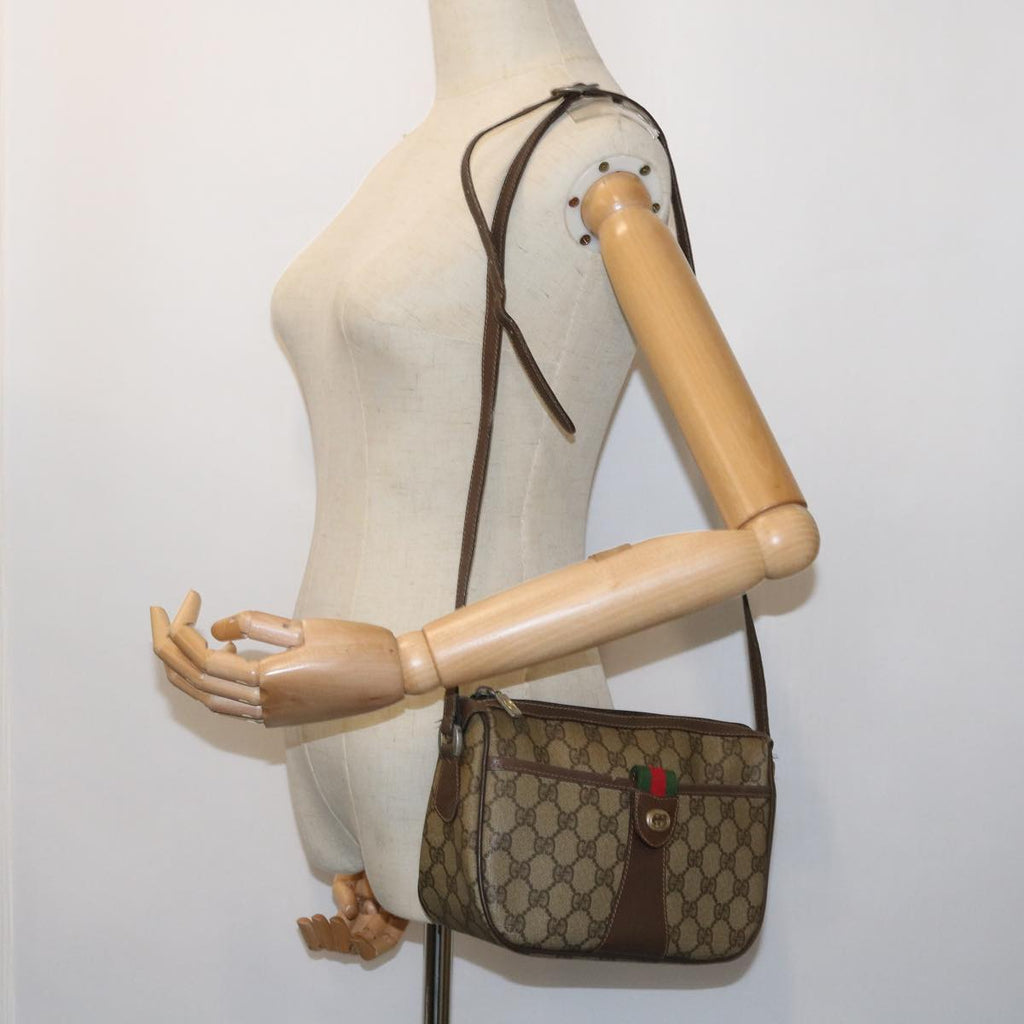 GUCCI GG Supreme Web Sherry Line Shoulder Bag Beige Red 89 02 032 54689