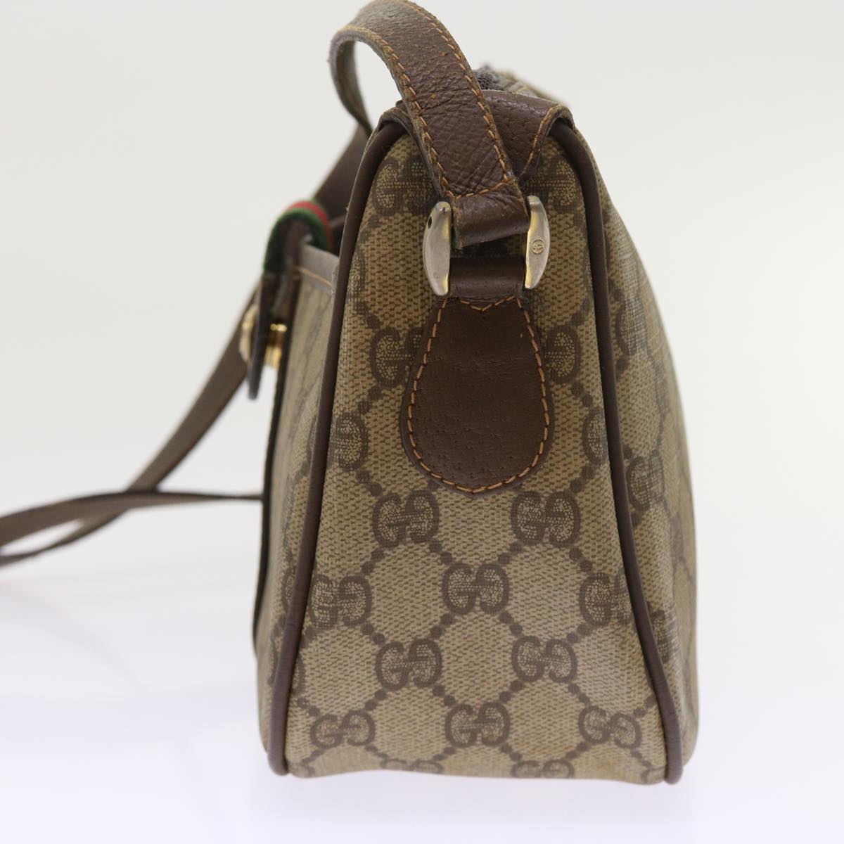 GUCCI GG Supreme Web Sherry Line Shoulder Bag Beige Red 89 02 032 54689
