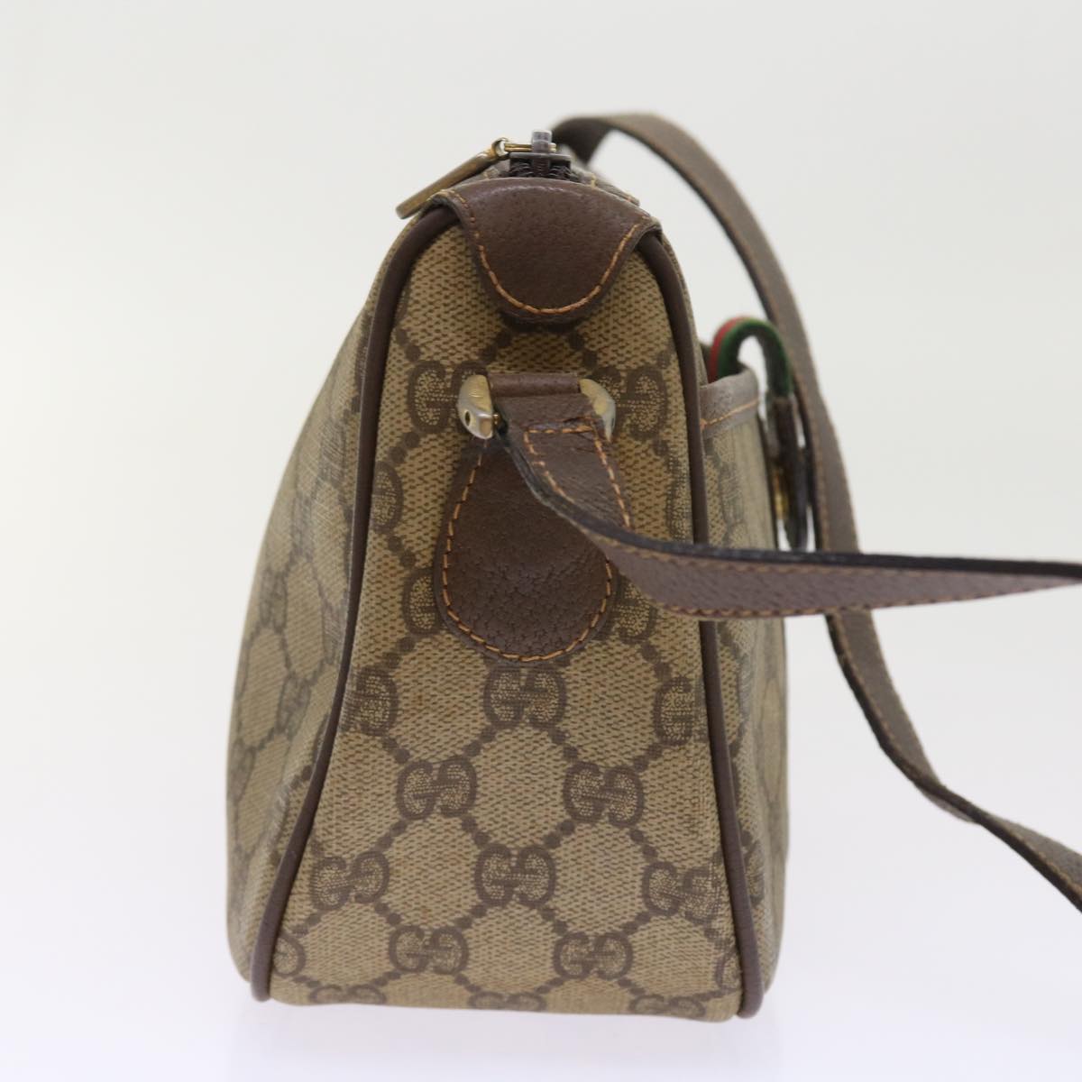 GUCCI GG Supreme Web Sherry Line Shoulder Bag Beige Red 89 02 032 54689