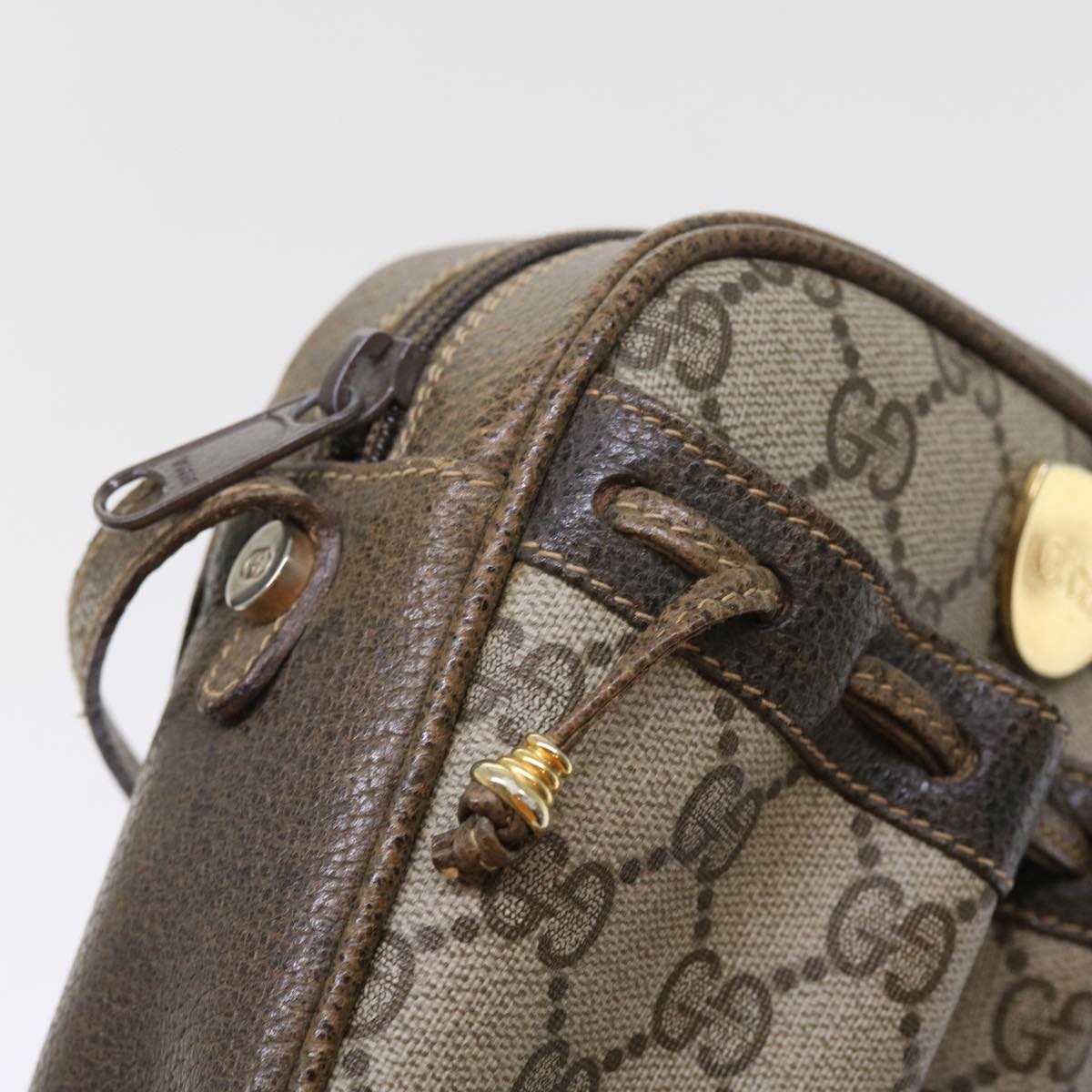 GUCCI GG Supreme Shoulder Bag PVC Leather Beige 54691